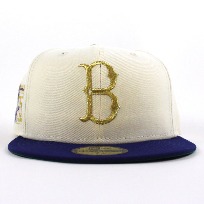 BROOKLYN DODGERS 42 JACKIE ROBINSON New Era 59Fifty Fitted Hat (Chrome White Royal Blue Green Under Brim)