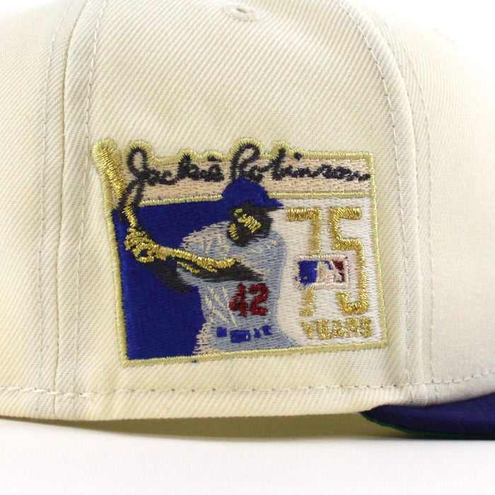 BROOKLYN DODGERS 42 JACKIE ROBINSON New Era 59Fifty Fitted Hat (Chrome White Royal Blue Green Under Brim)