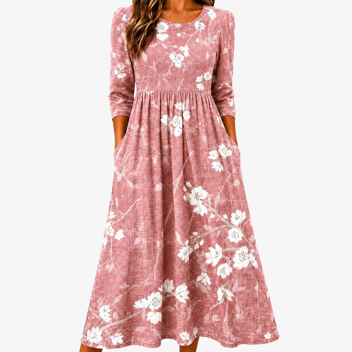 Camille | Blush Bloom Midi Dress
