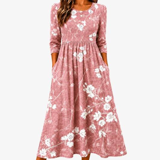 Camille | Blush Bloom Midi Dress