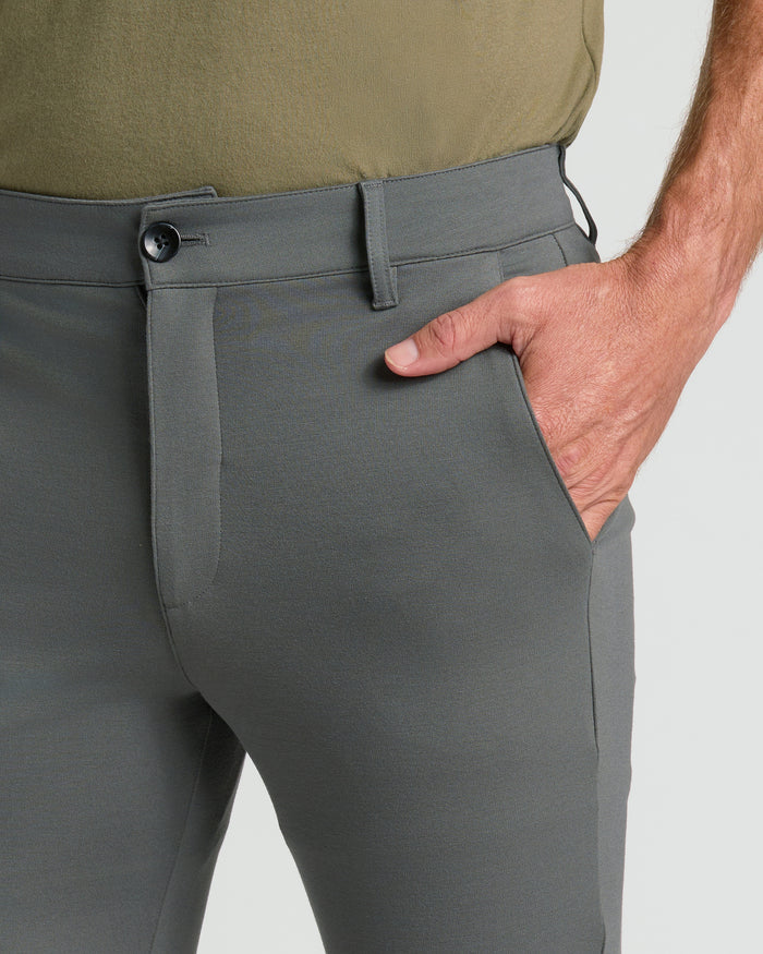 Carbon Slim Comfort Knit Chino Pant with smooth fabric and modern cut.
