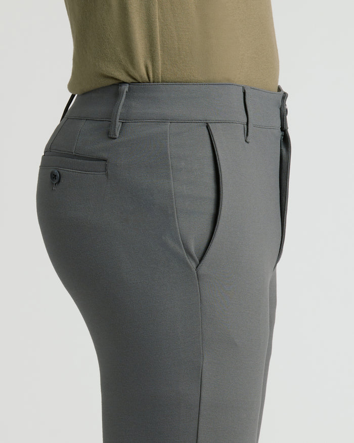 Carbon Slim Comfort Knit Chino Pant side-profile view, highlighting fit and design.