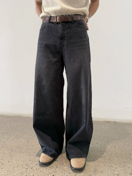 Cat Brush Wide Denim Pants BLACK 着用2