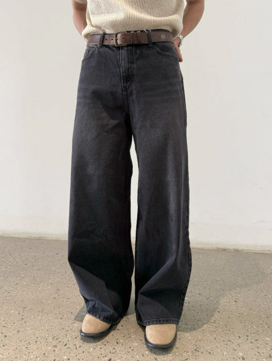 Cat Brush Wide Denim Pants BLACK 着用2