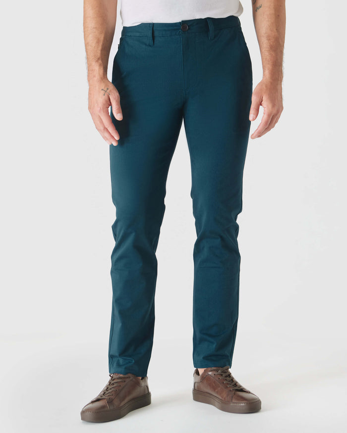 Centurion Slim Twill Chino Pant with brown leather sneakers.