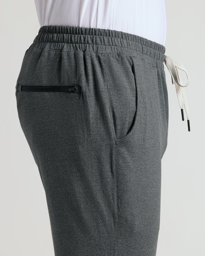 Charcoal Heather Gray Active Joggers with elastic waistband and zip back pocket.