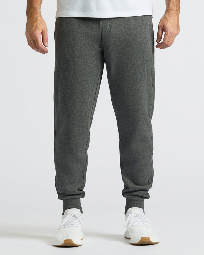 Charcoal Heather Gray Fleece French Terry Joggers worn with white sneakers.