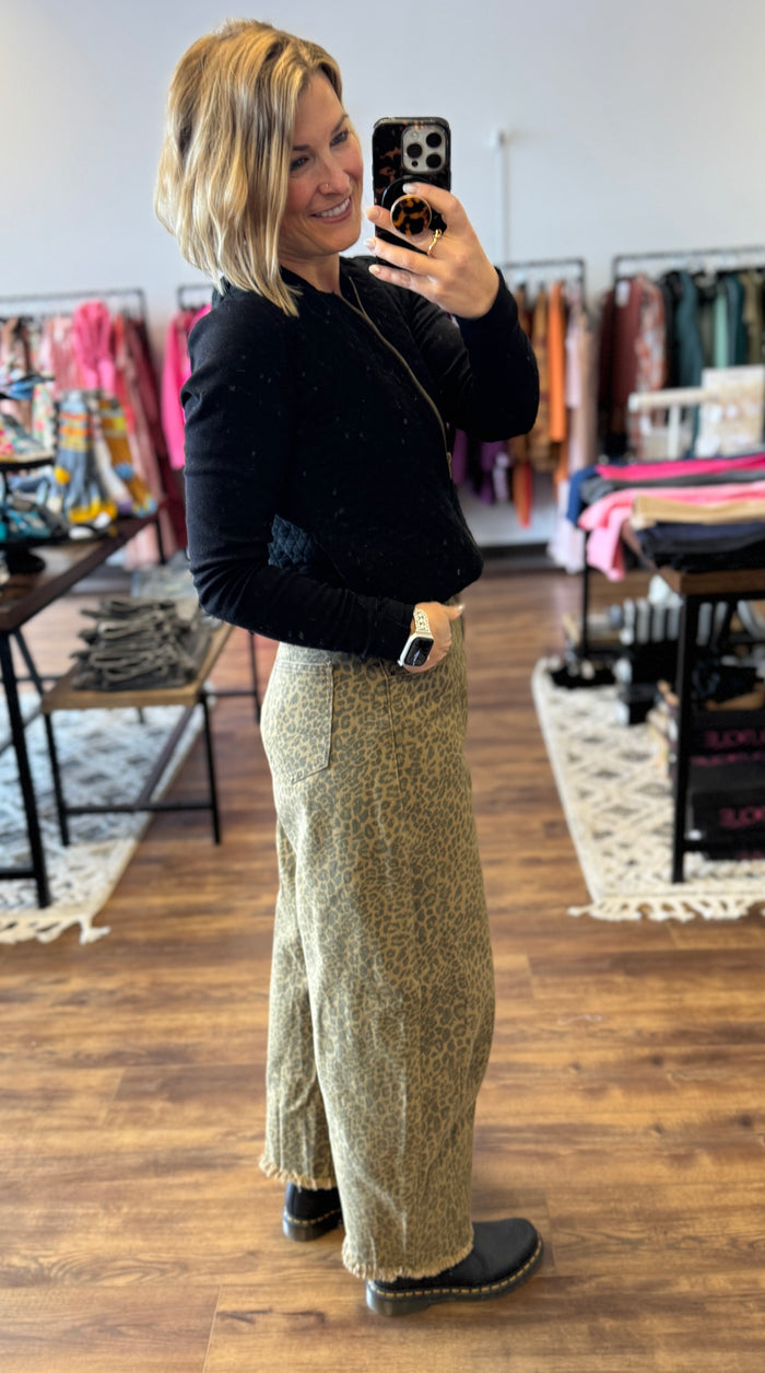 Cheetah Print Barrel Jeans
