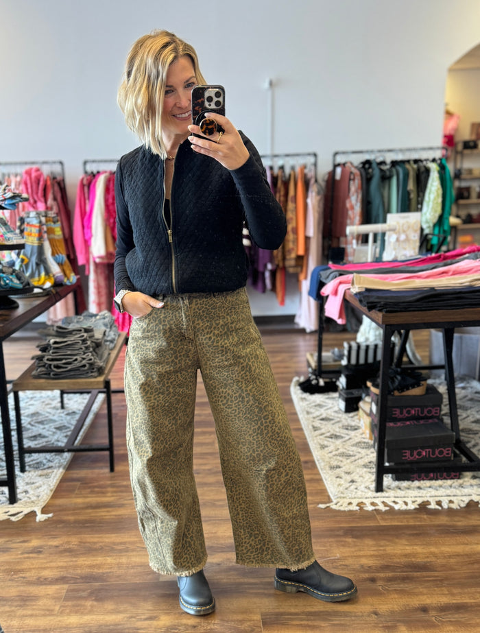 Cheetah Print Barrel Jeans