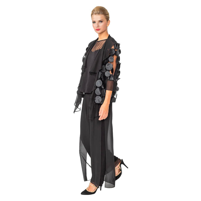 Chiffon Layered Pull-On Pant in Black - 4659P-BK