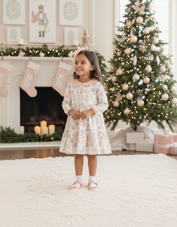 Christmas Ornaments Print Swing Dress: 3/4