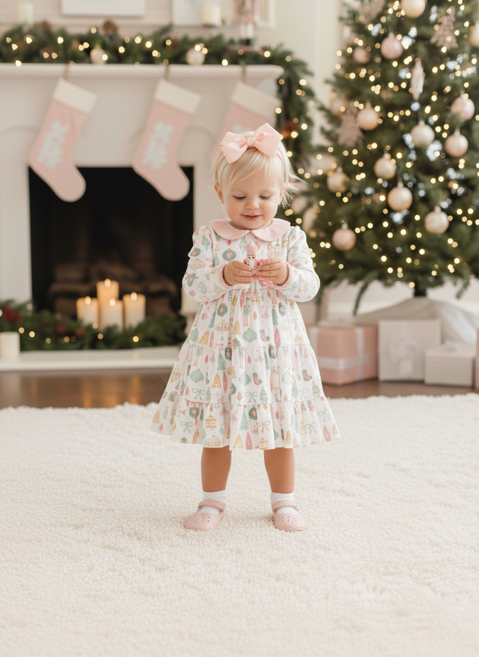 Christmas Ornaments Print Swing Dress: 3/4
