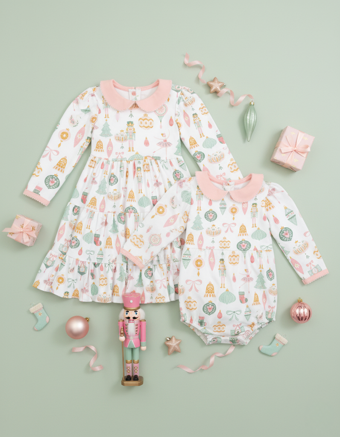 Christmas Ornaments Print Swing Dress: 3/4