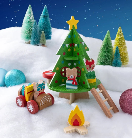 Christmas Tree House Wooden Playset