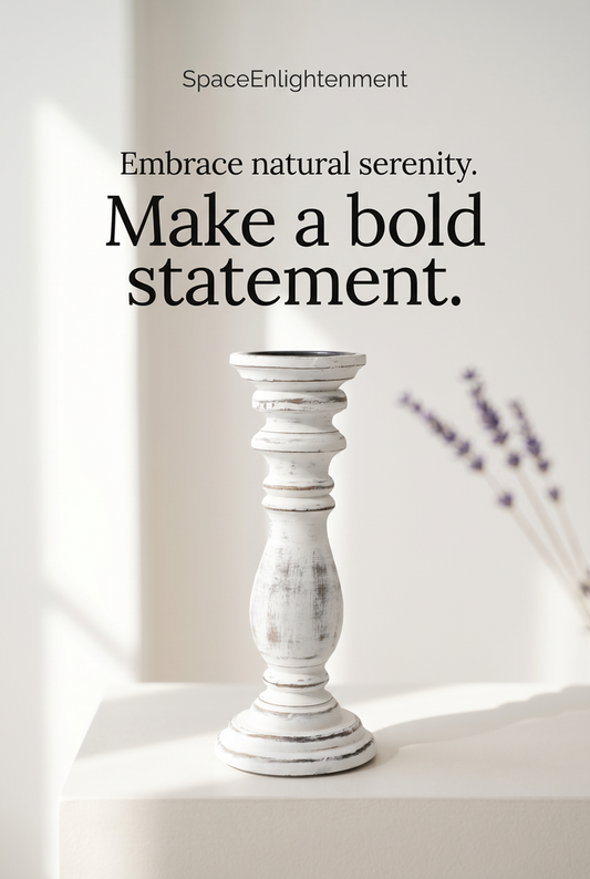 Classic Medium Whitewash Wooden Candle Stand