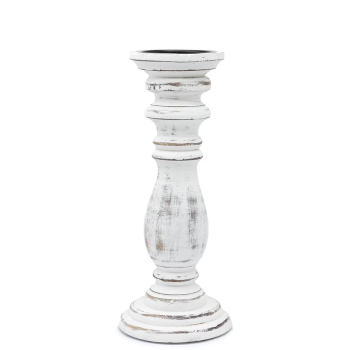 Classic Medium Whitewash Wooden Candle Stand