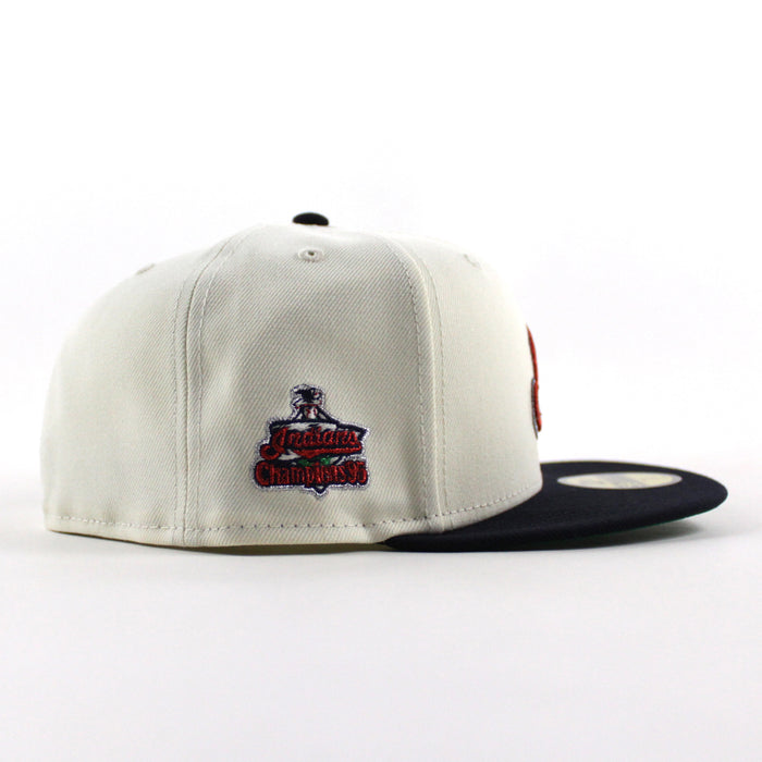 Cleveland Indians Champions ’95 New Era 59Fifty Fitted Hat (Chrome White Navy Green Under Brim)
