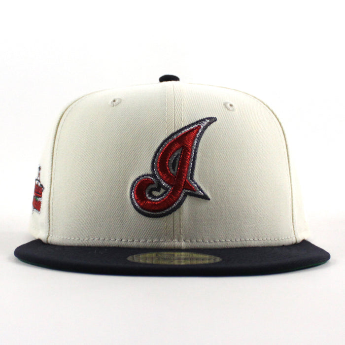 Cleveland Indians Champions ’95 New Era 59Fifty Fitted Hat (Chrome White Navy Green Under Brim)