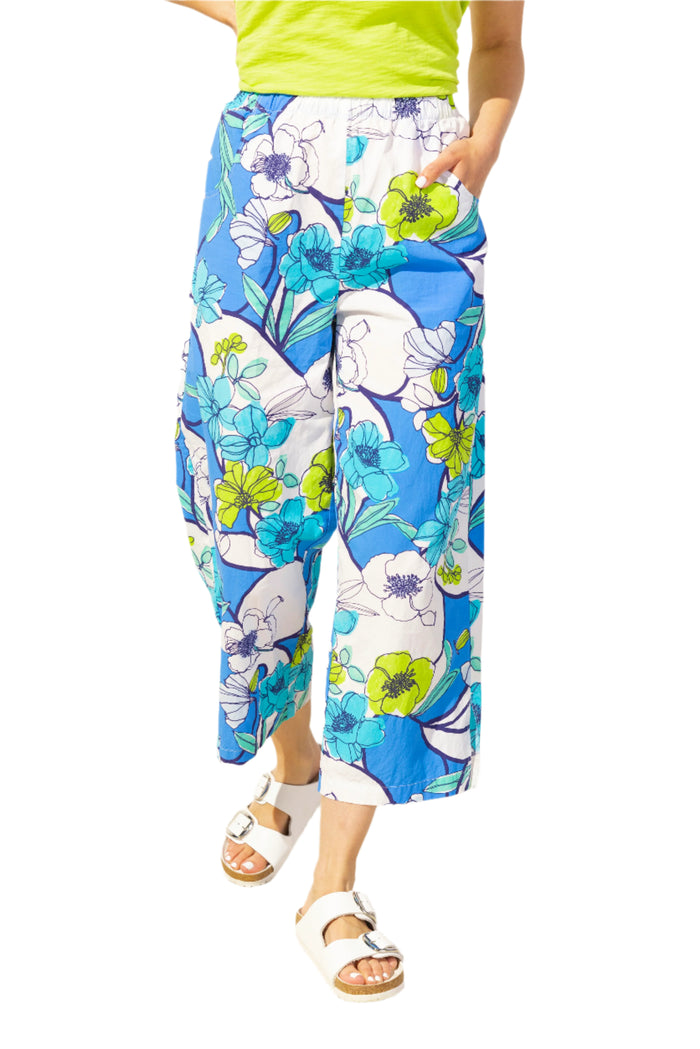 Coastal Cotton Floral Resort Pant in Riviera - 62351 - Sizes M & XXL