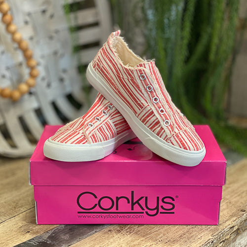 Corky's Babalu Red Stripe Slip Ons