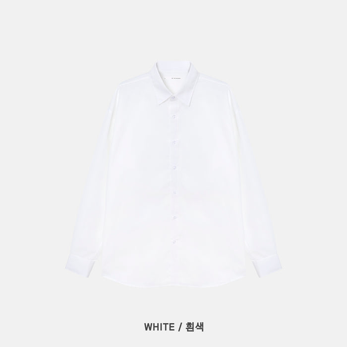 Cotton Blend Oversized Shirt - WHITE