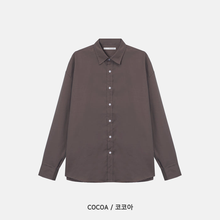 Cotton Blend Oversized Shirt - COCOA