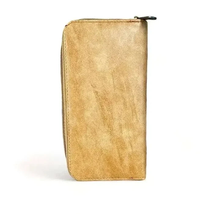 Cotton Road Large Wallet in khaki PU leather with zip compartment and external card holder
