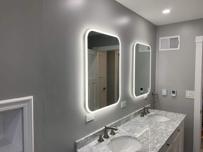 Curved Corner Rectangle Led Mirror (3 Lights Integrated)