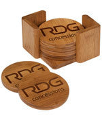 Custom Engraved Round Coaster Set - EZ Corporate Clothing
 - 1