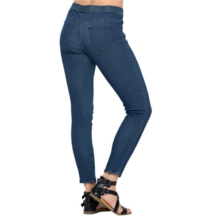 Denim Knit Stretch Ankle Pant w/Back Pockets -  FC105