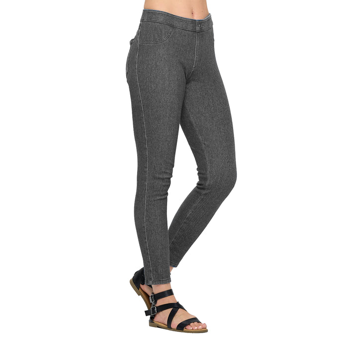 Denim Knit Stretch Ankle Pant w/Back Pockets -  FC105