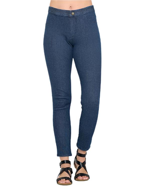 Denim Knit Stretch Ankle Pant w/Back Pockets -  FC105