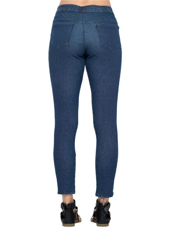 Denim Knit Stretch Ankle Pant w/Back Pockets -  FC105