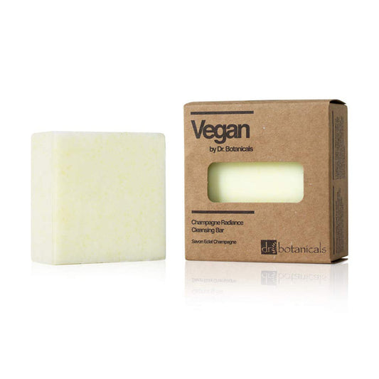 Dr. Botanicals Champagne Radiance Cleansing Bar 70g vegan beauty product with a luxurious soap bar appearance