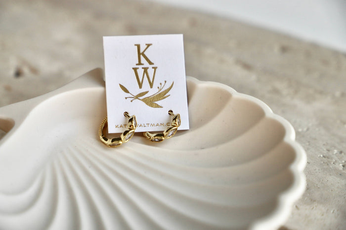 E1650G Gold Earrings-Lace & Textured Hoops