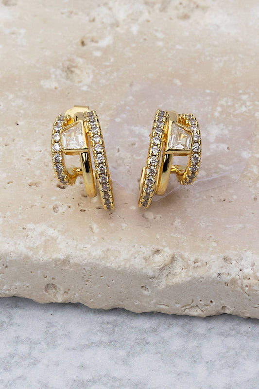 Earrings-Gold Asymmetry Huggies