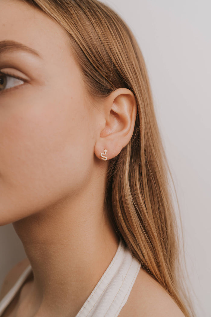 Earrings-Pave Stud Snake