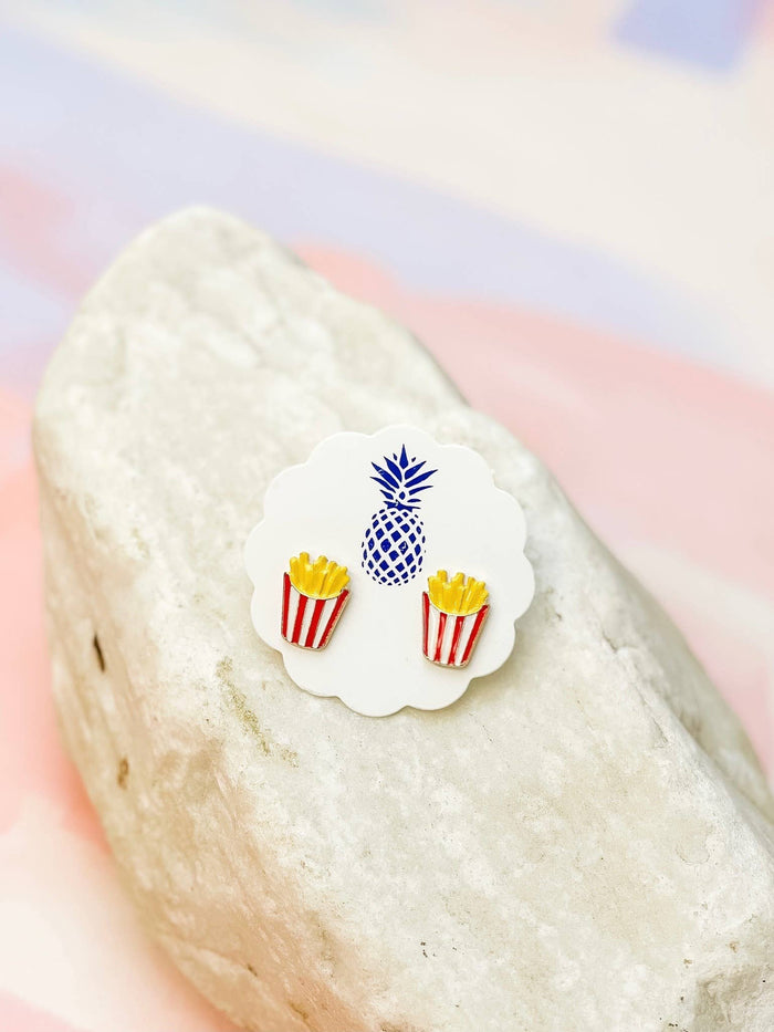 Enamel Stud Earrings-French Fries Signature