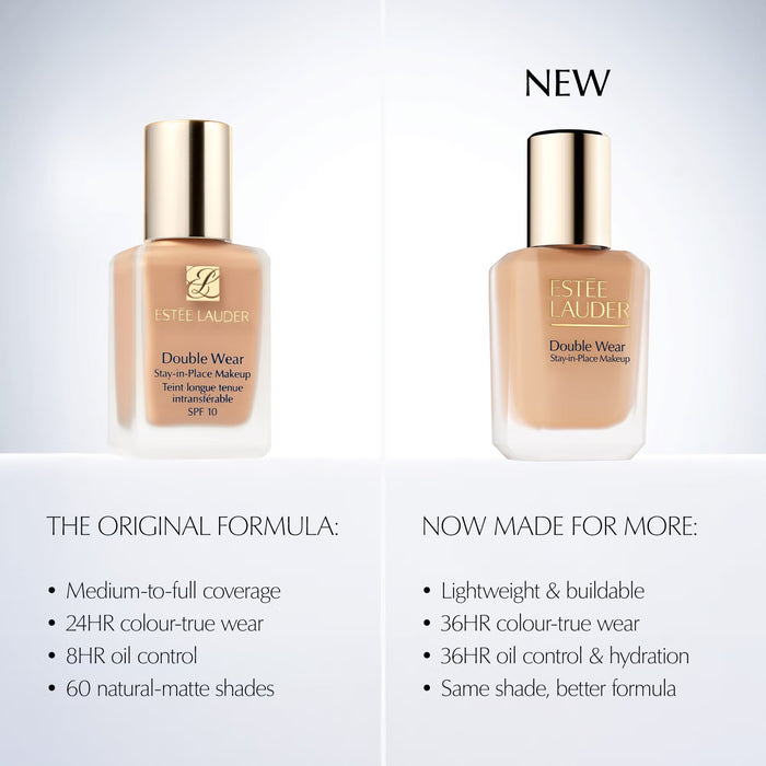 Estée Lauder Double Wear Stay-in-Place Makeup SPF10 in Sand, a 30ml bottle of face foundation with a natural finish.