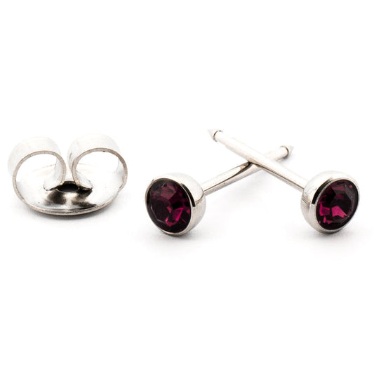 February (Amethyst) Silver Earrings 4 mm Earrings