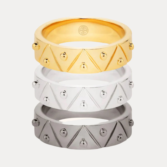 22kt Gold, Palladium Dark, and Palladium Light Gold Plated Brass "Feel" Serenity Ring for Women | BuDhaGirl