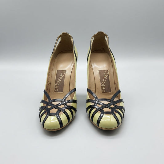 Ferragamo Green Heels UK 6.5 EU 39.5 Strappy Stiletto Heel Round-Toe