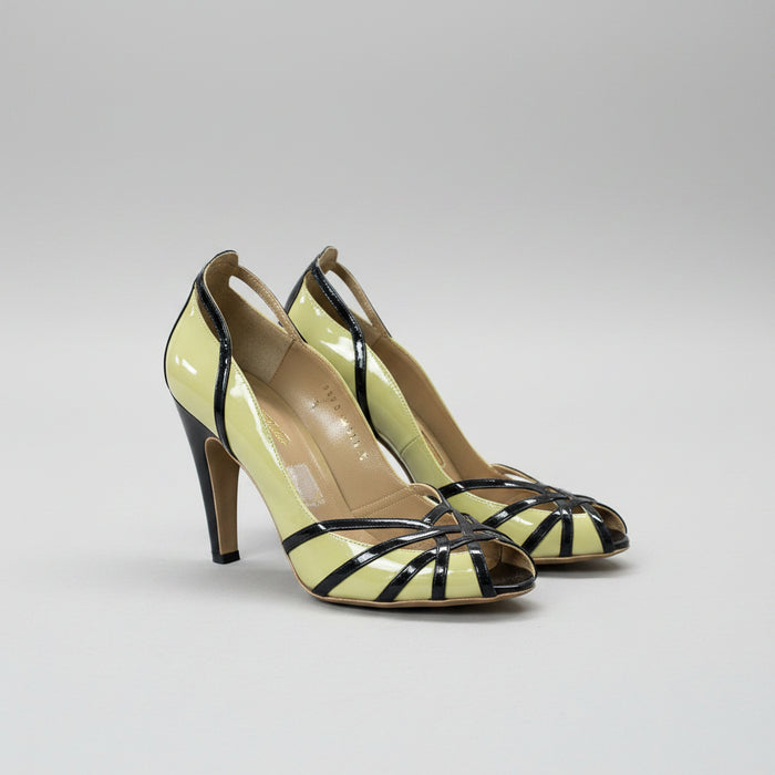 Ferragamo Green Heels UK 6.5 EU 39.5 Strappy Stiletto Heel Round-Toe