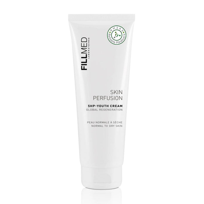 Fillmed CAB 5HP Youth Cream moisturizer in 250ml bottle, featuring a smooth lotion texture for skin hydration and nourishment.