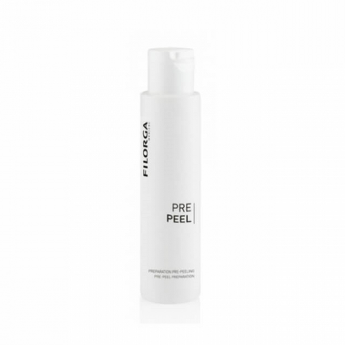 Fillmed Pre Peel skin care product in a 100ml bottle, designed for professional skin preparation and exfoliation.