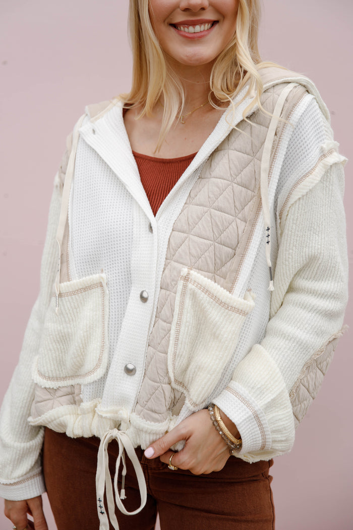 Women's Quilted Hoodie- Oversized Hoodie Sweater- POL Hoodie