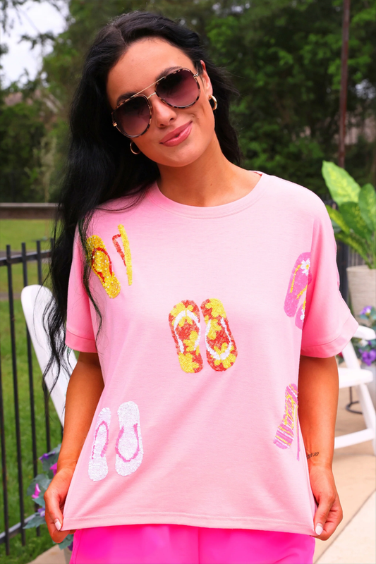Flip Flop Fun Sequin Patch Top - Jess Lea