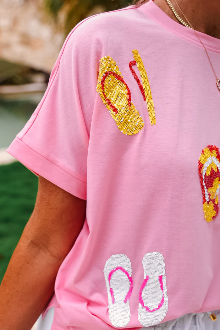 Flip Flop Fun Sequin Patch Top - Jess Lea
