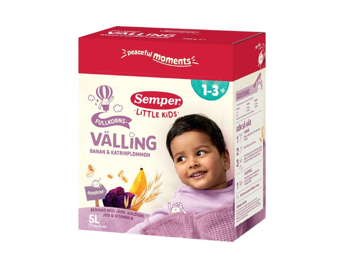 Semper Fullkornsvälling Banan & Katrinplommon 725g – Swedish wholegrain oat cereal drink with banana and prune for toddlers from 1.5 years