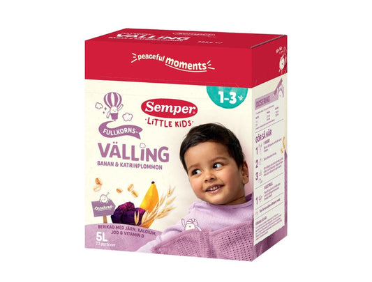 Semper Fullkornsvälling Banan & Katrinplommon 725g – Swedish wholegrain oat cereal drink with banana and prune for toddlers from 1.5 years